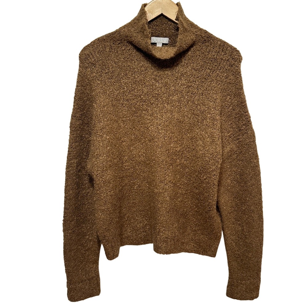 J.Crew Boucle Turtleneck Sweater Women S Brown Wool Alpaca Blend Soft Girl Cozy